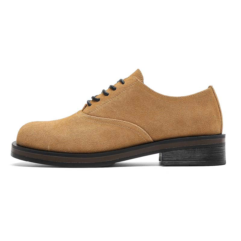 Brown Square-Toe Suede-Look Derby Shoes 64643