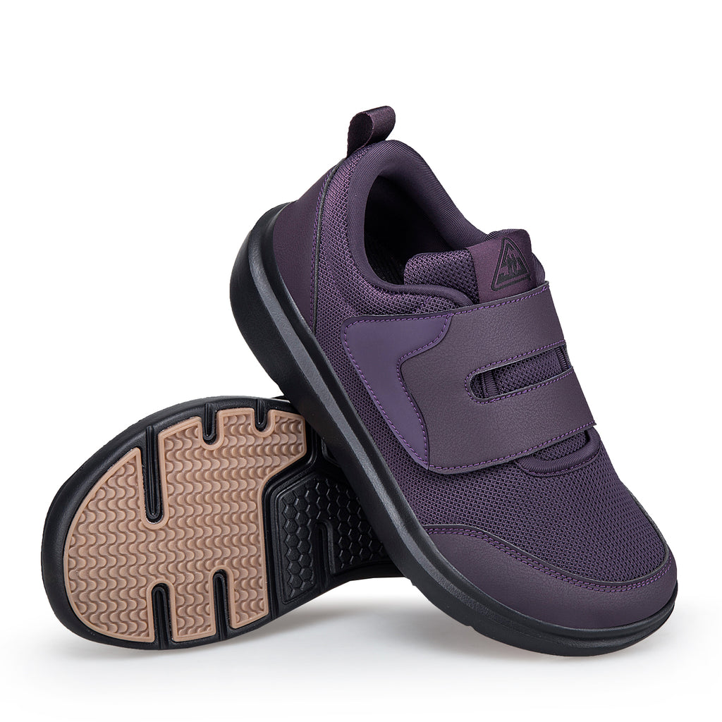 Purple Wide-Toe Easy-Strap Walking Shoes 132