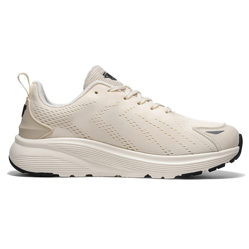 Beige Wide-Toe Mesh Sneakers A82