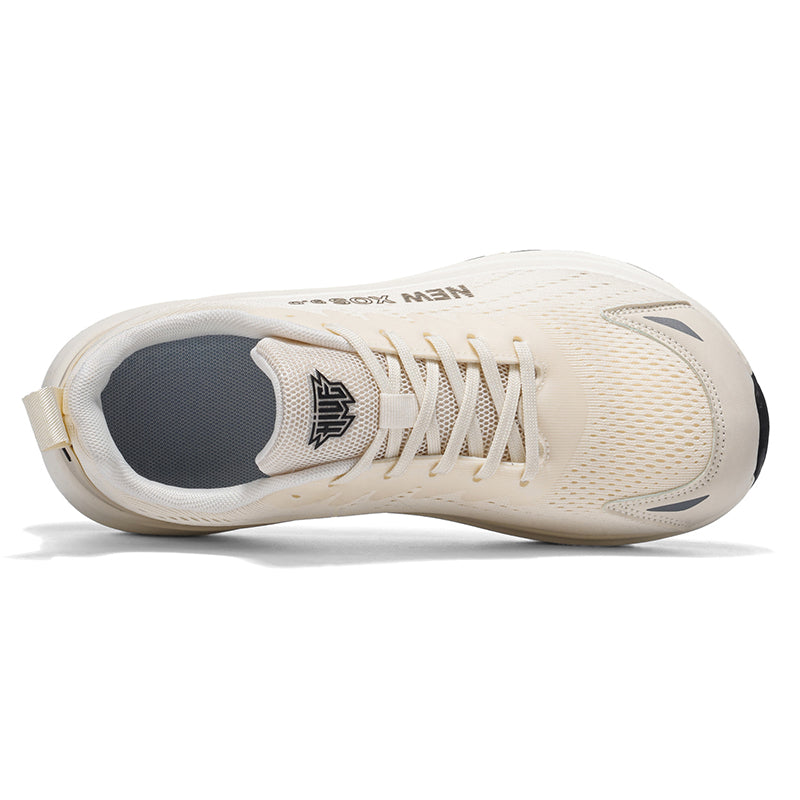Beige Wide-Toe Mesh Sneakers A82