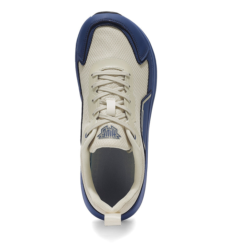 Beige & Navy Wide-Fit Chunky Sneakers A63