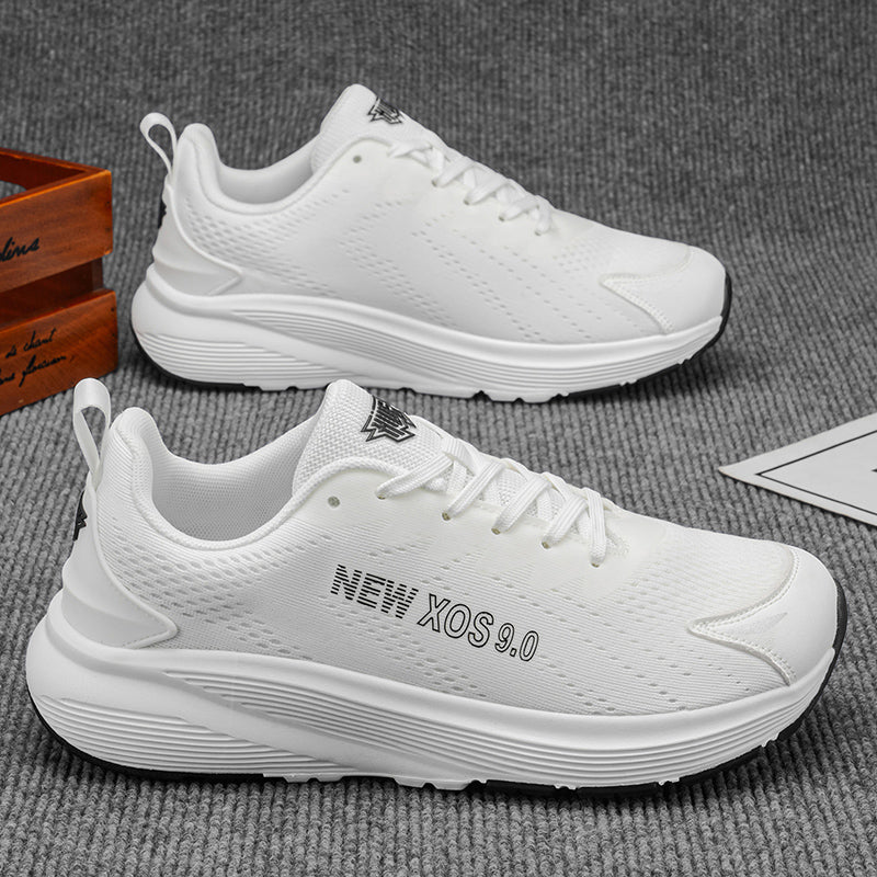 White Wide-Toe Mesh Sneakers A82