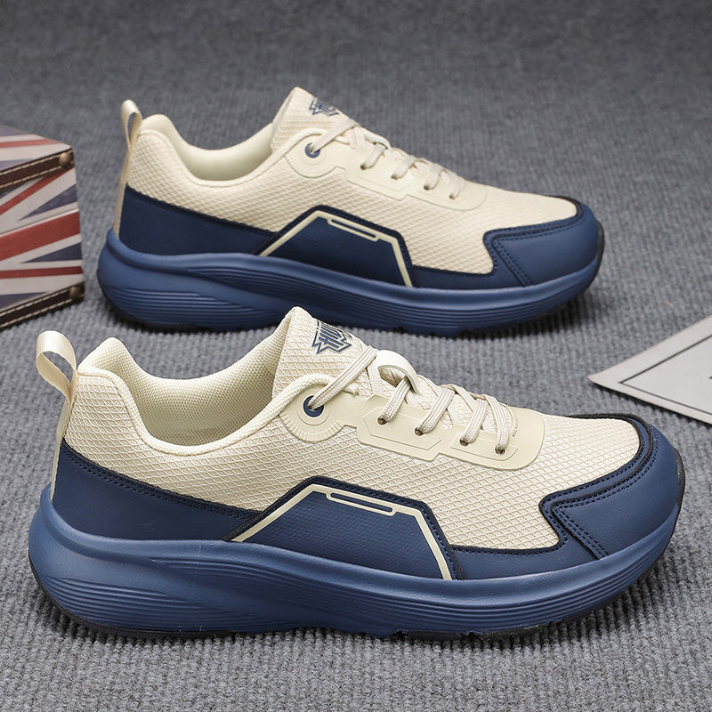 Beige & Navy Wide-Fit Chunky Sneakers A63