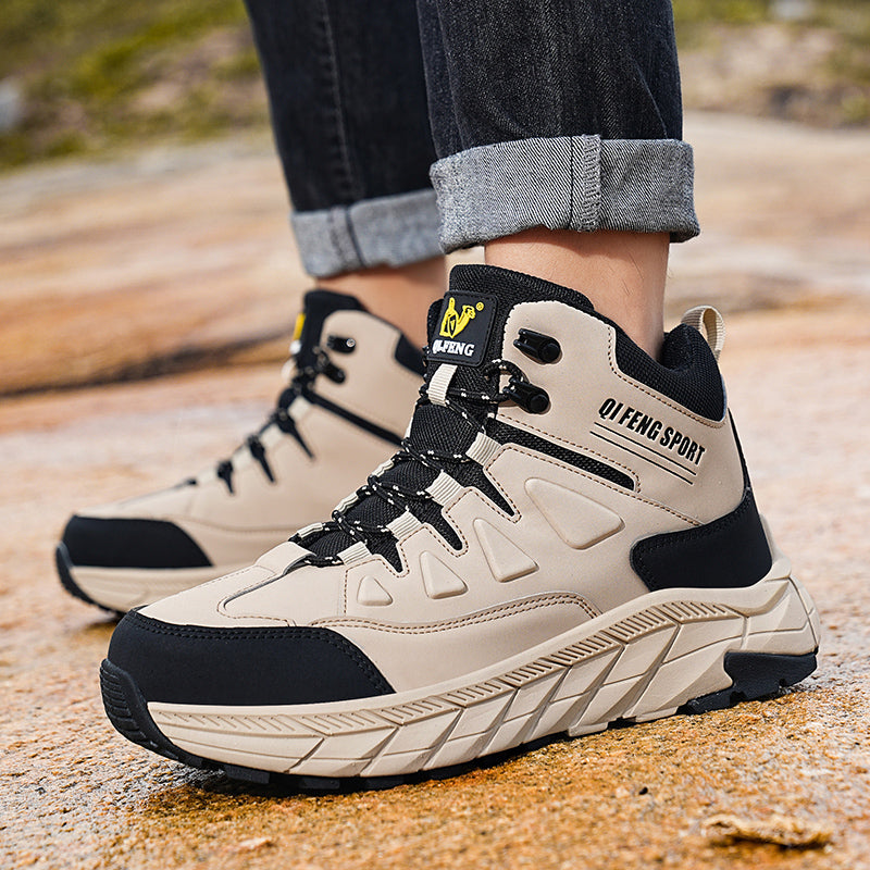 Beige High-Top Outdoor Hiking Boots 852