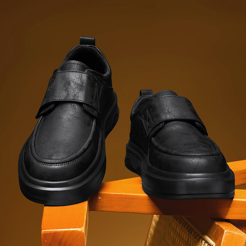 Black Retro Strap Platform Casual Shoes 168