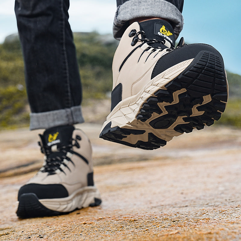 Beige High-Top Outdoor Hiking Boots 852