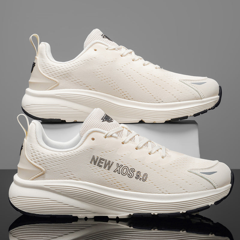 Beige Wide-Toe Mesh Sneakers A82