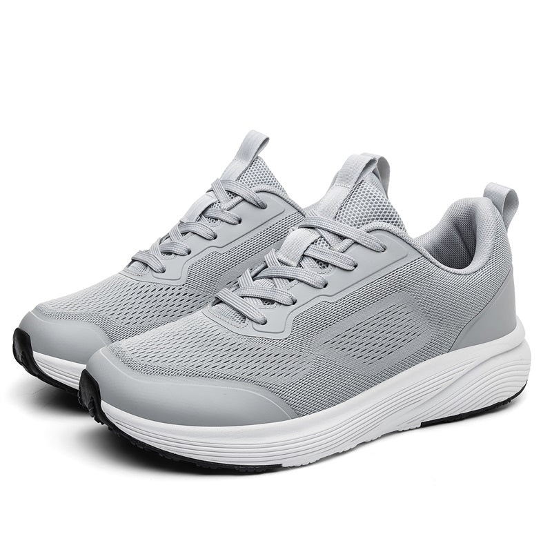 Grey Wide-Toe Seamless Knit Sneakers 6601