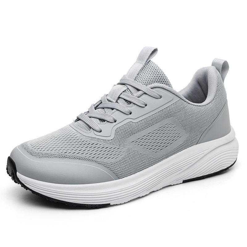 Grey Wide-Toe Seamless Knit Sneakers 6601