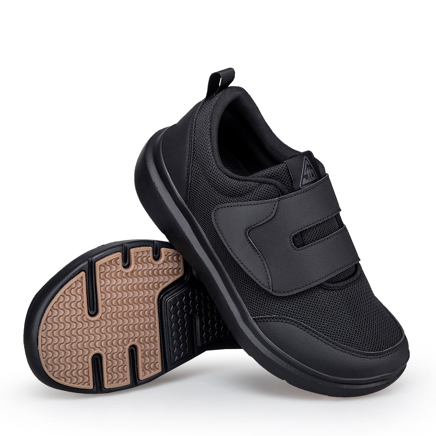 Black Wide-Toe Easy-Strap Walking Shoes 132