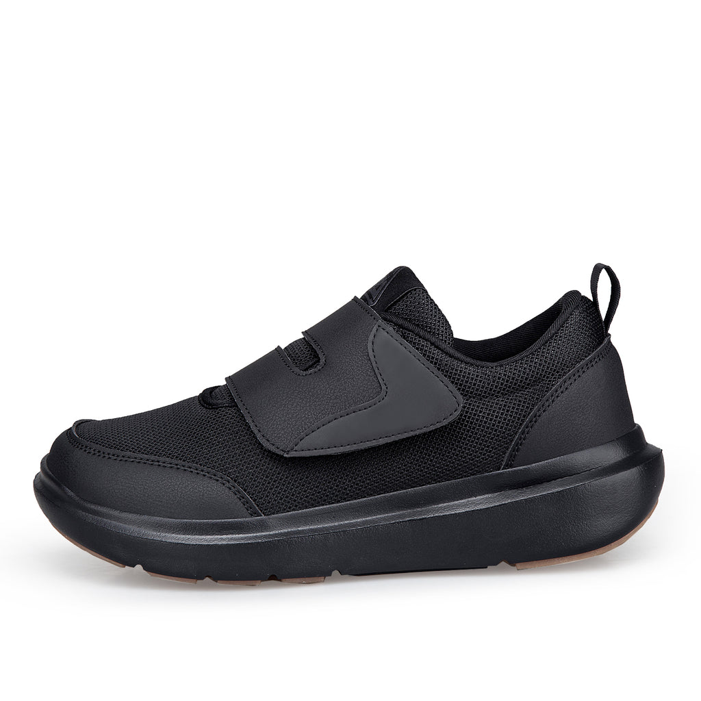 Black Wide-Toe Easy-Strap Walking Shoes 132