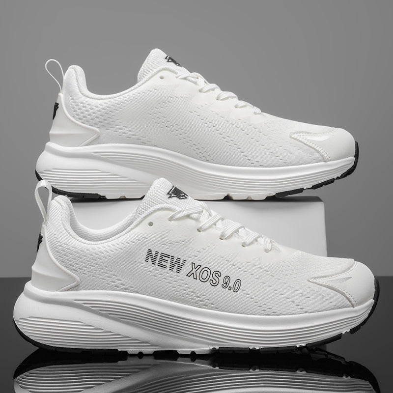 White Wide-Toe Mesh Sneakers A82