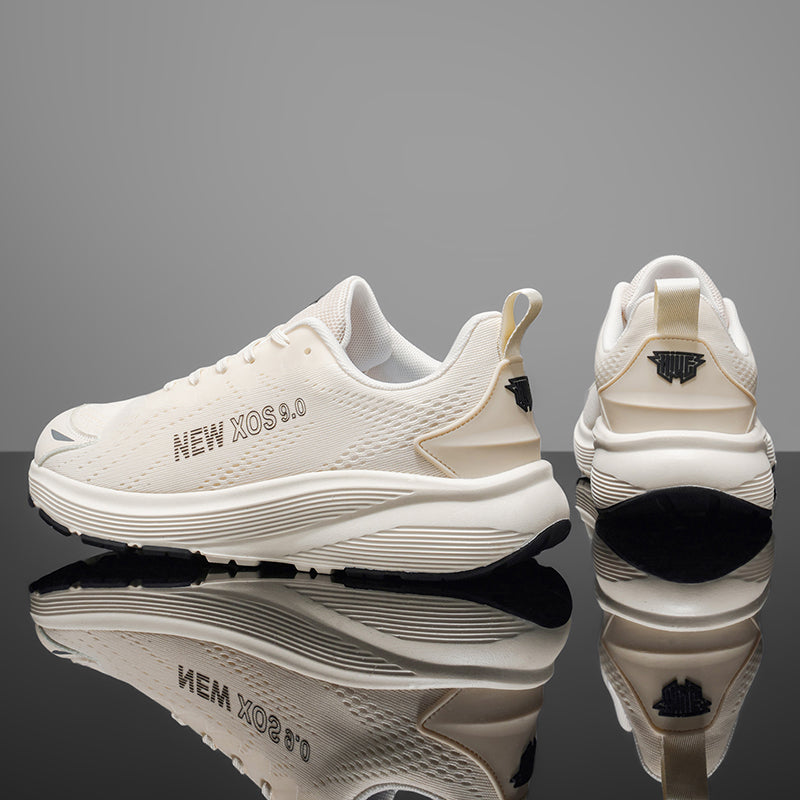 Beige Wide-Toe Mesh Sneakers A82