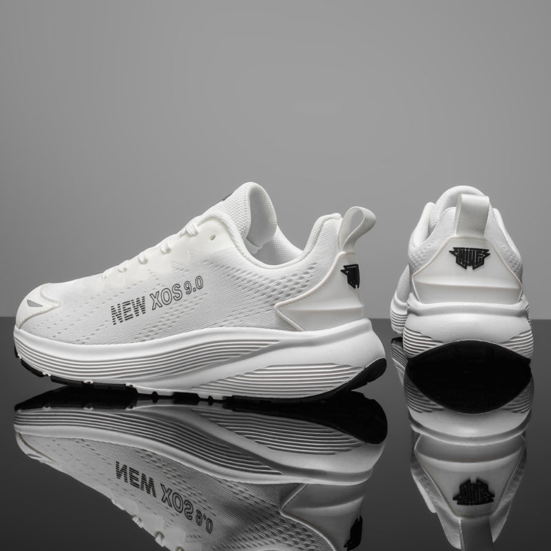 White Wide-Toe Mesh Sneakers A82