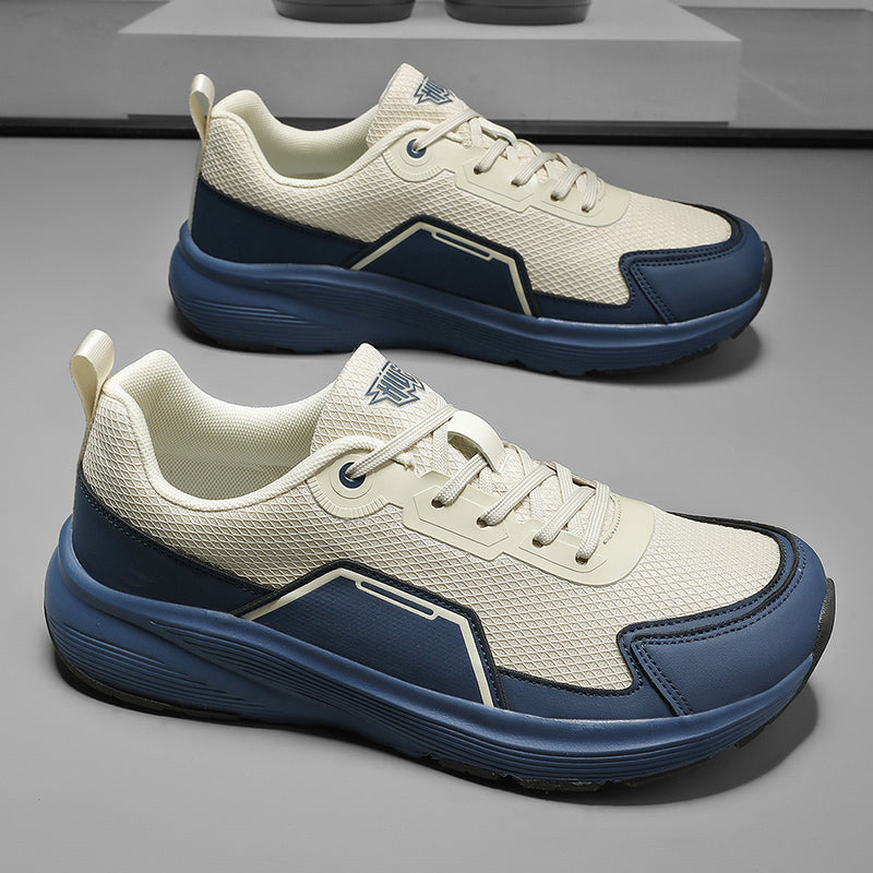 Beige & Navy Wide-Fit Chunky Sneakers A63