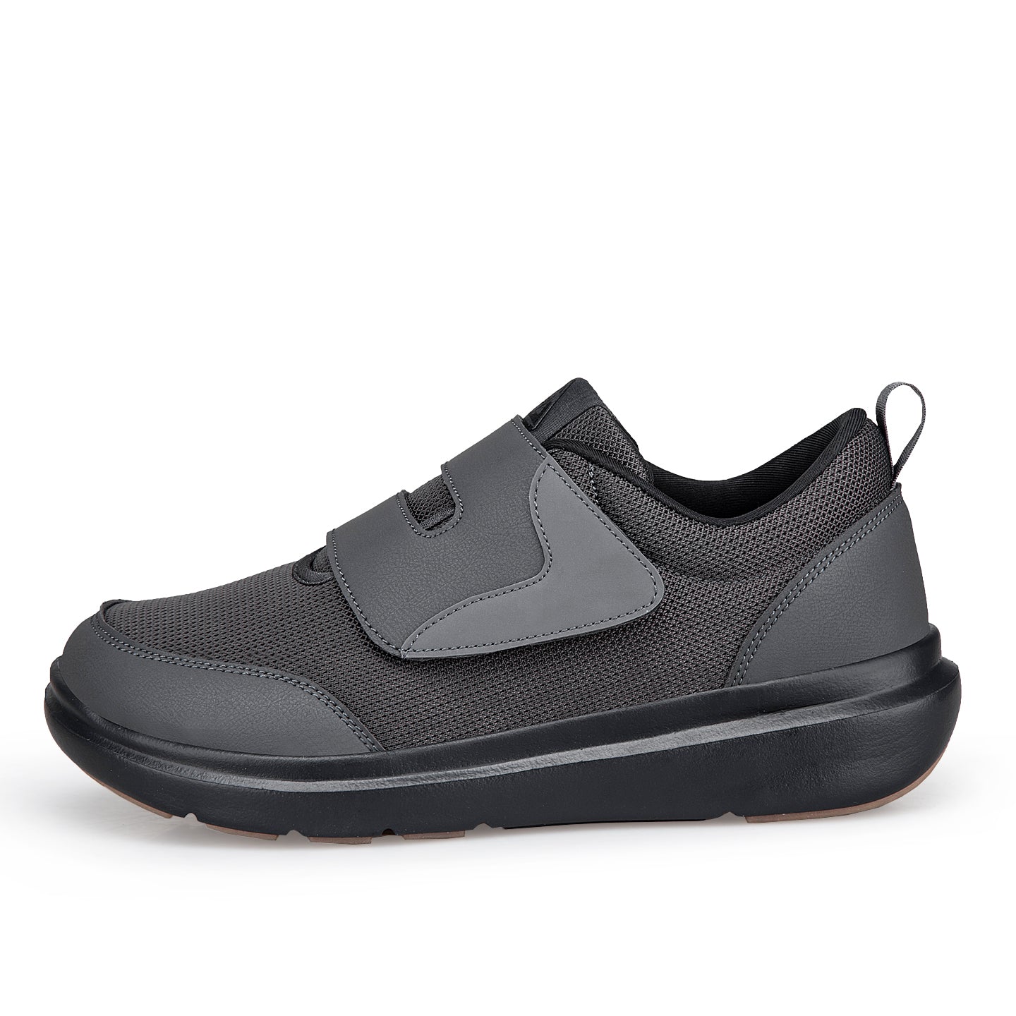 Grey Wide-Toe Easy-Strap Walking Shoes 132