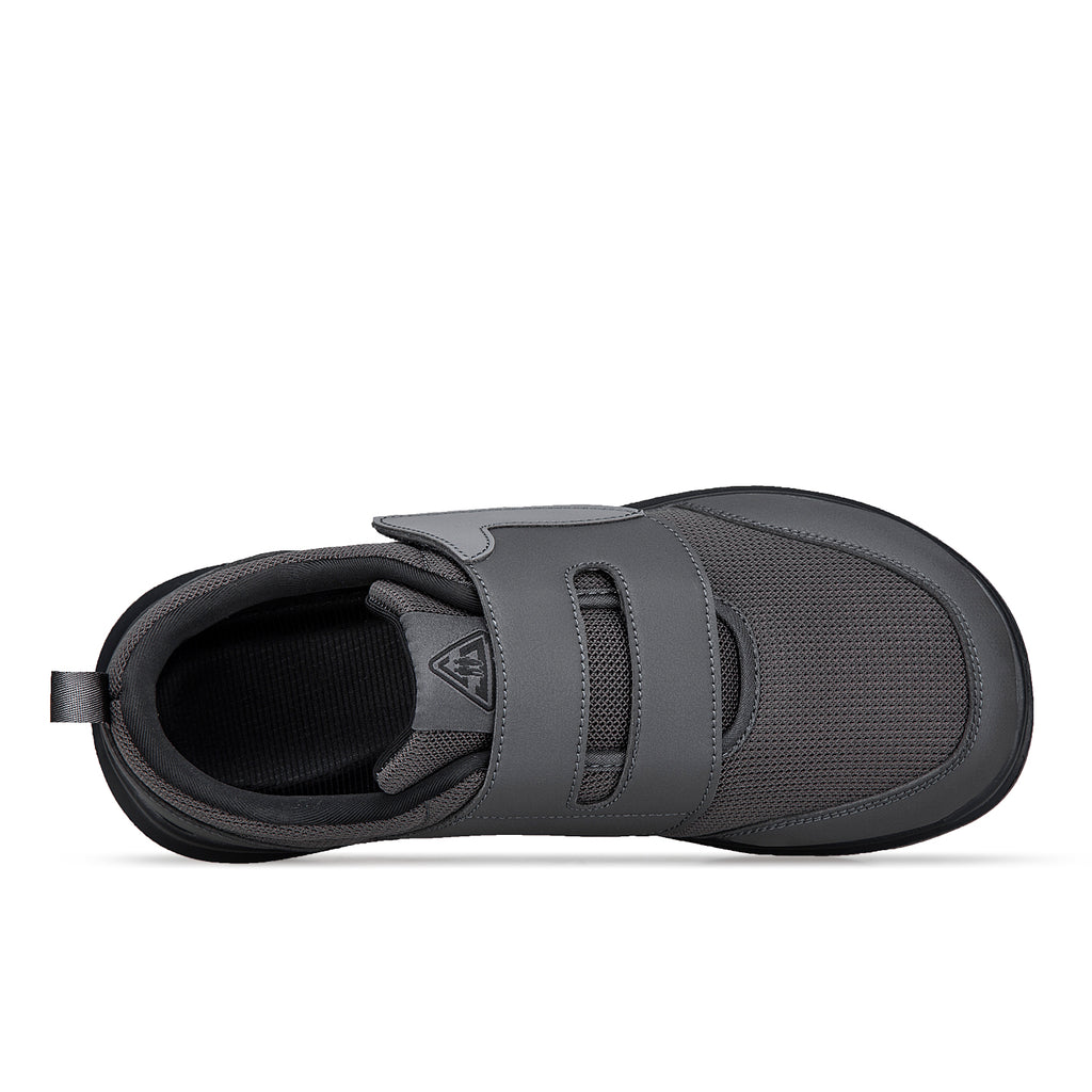 Grey Wide-Toe Easy-Strap Walking Shoes 132