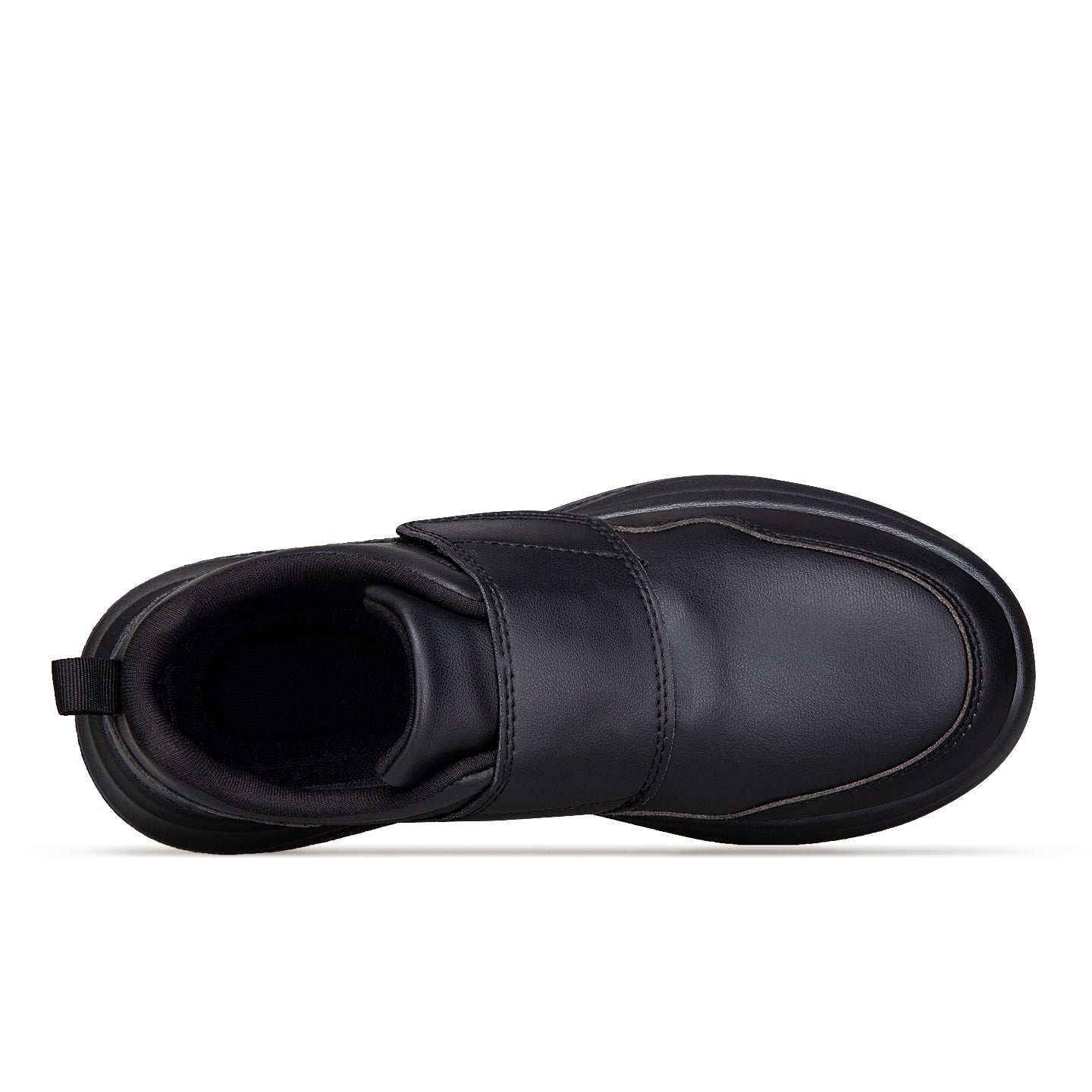 Black Easy-Strap Smooth-Upper Walking Shoes 3795