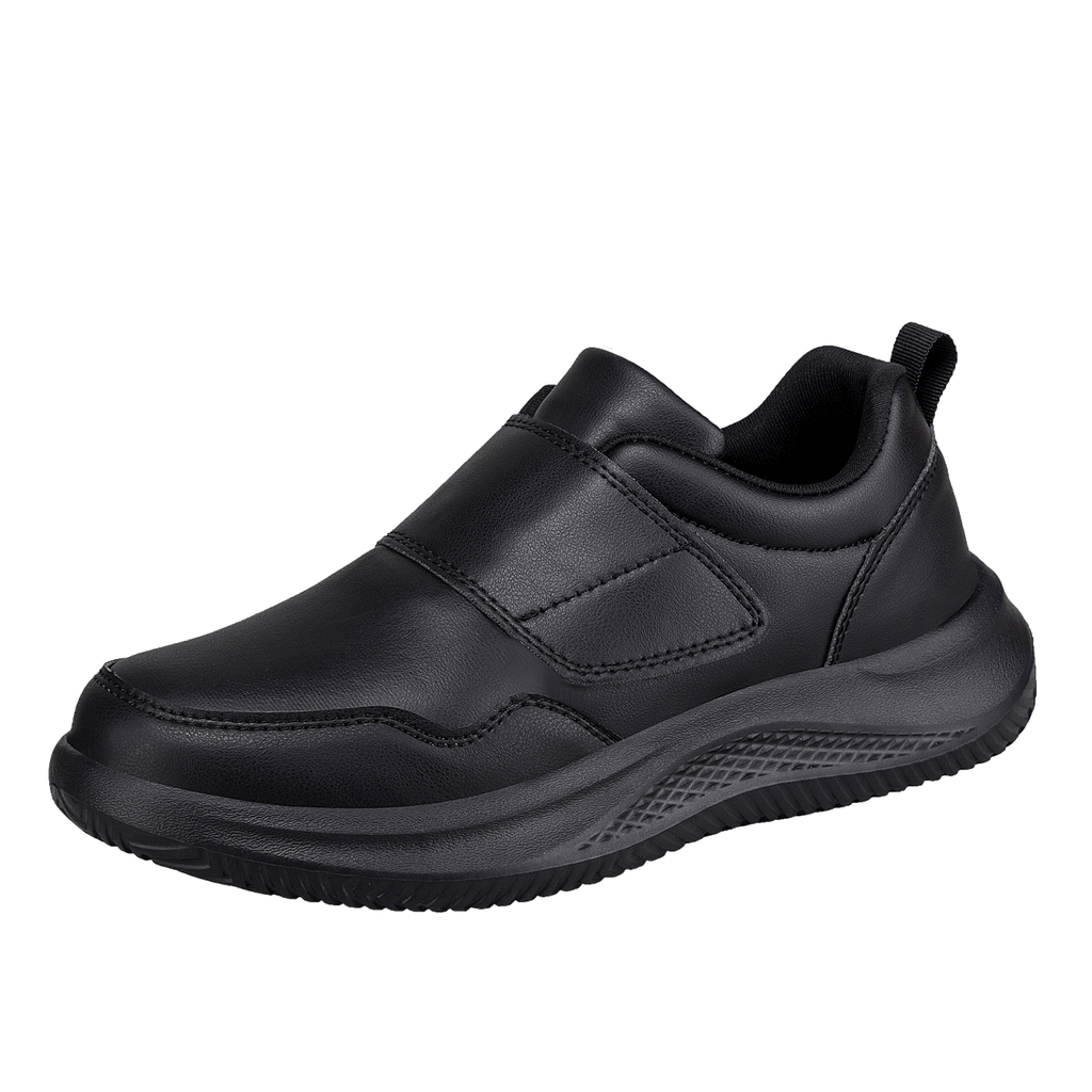Black Easy-Strap Smooth-Upper Walking Shoes 3795