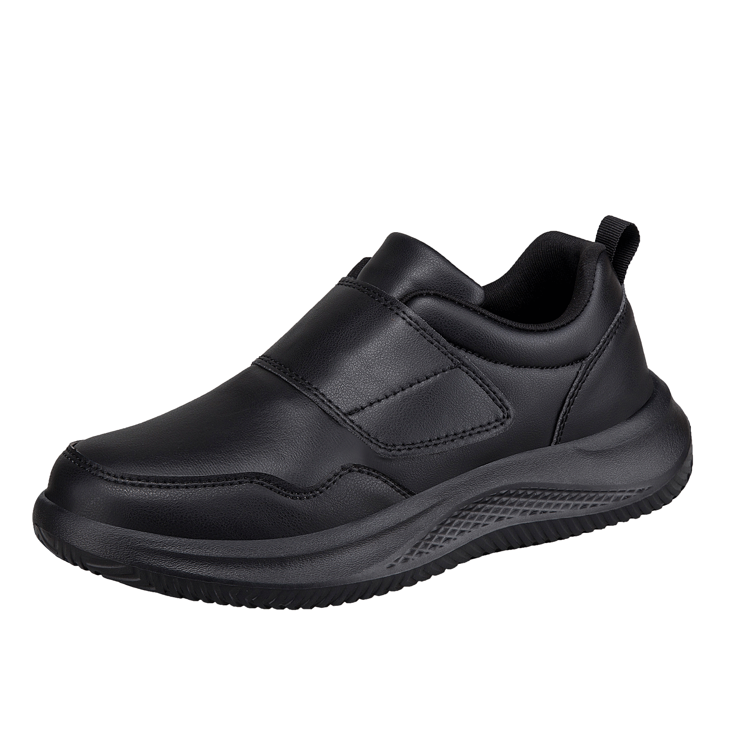 Black Easy-Strap Smooth-Upper Walking Shoes 3795