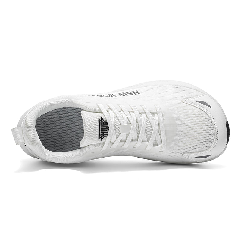 White Wide-Toe Knit Sneakers A78