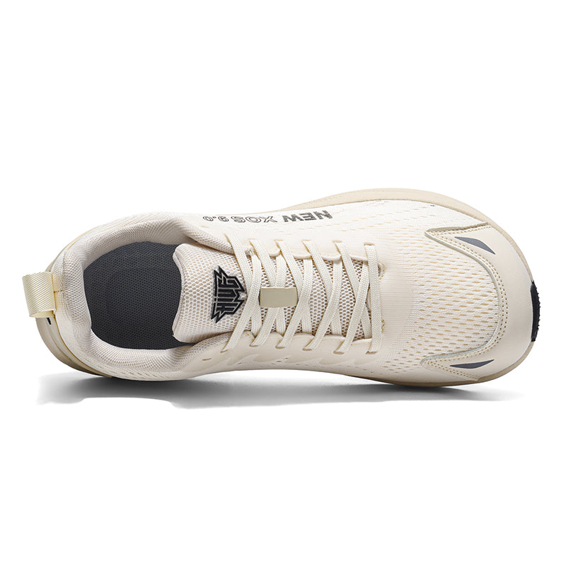 Beige Wide-Toe Knit Sneakers A78