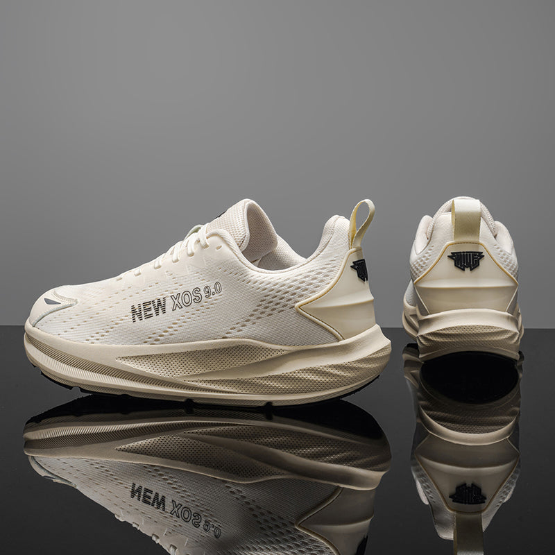 Beige Wide-Toe Knit Sneakers A78