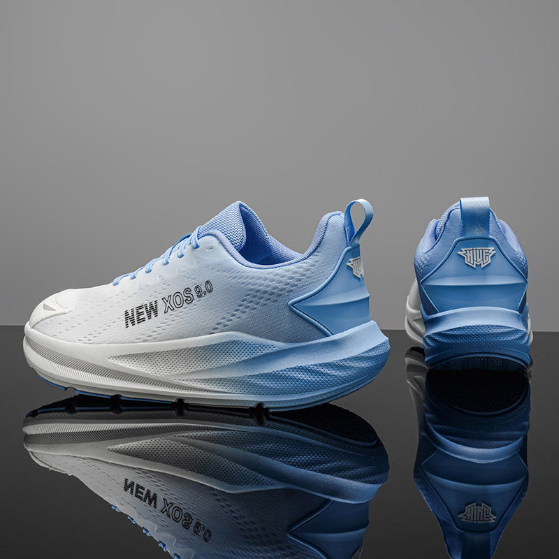 Blue Gradient Wide-Toe Knit Sneakers A79