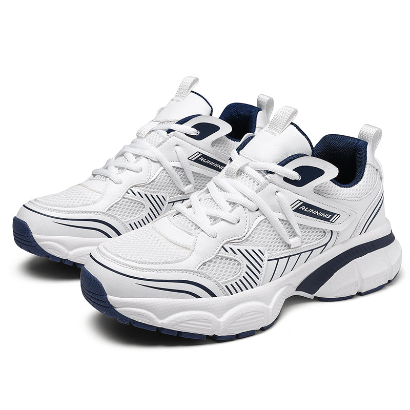 White Wide-Forefoot Mesh Chunky Sneakers 9826