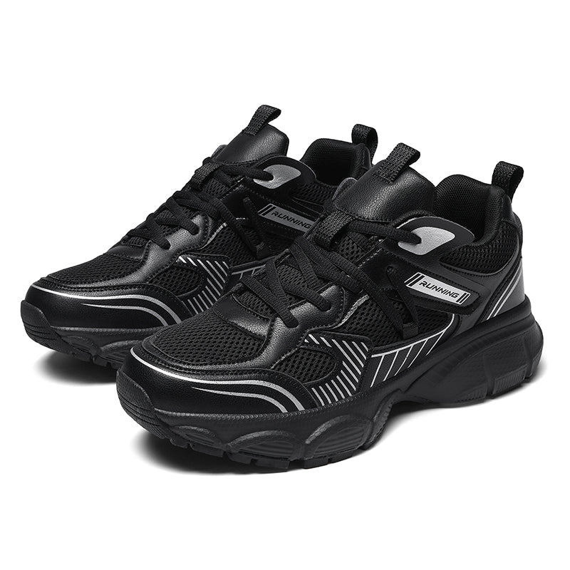 Black Wide-Forefoot Mesh Chunky Sneakers 9826