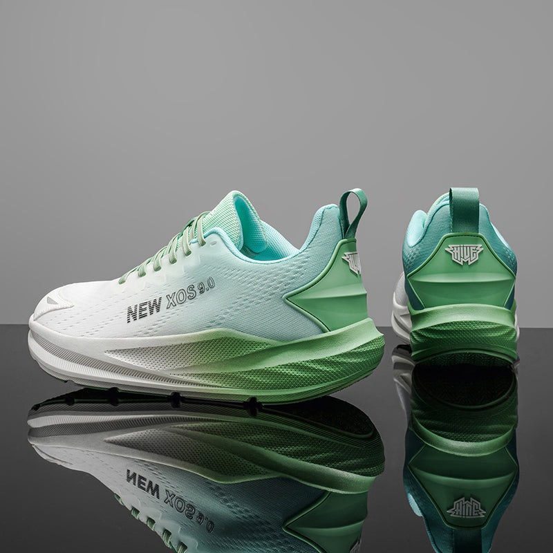 Green Gradient Wide-Toe Knit Sneakers A79