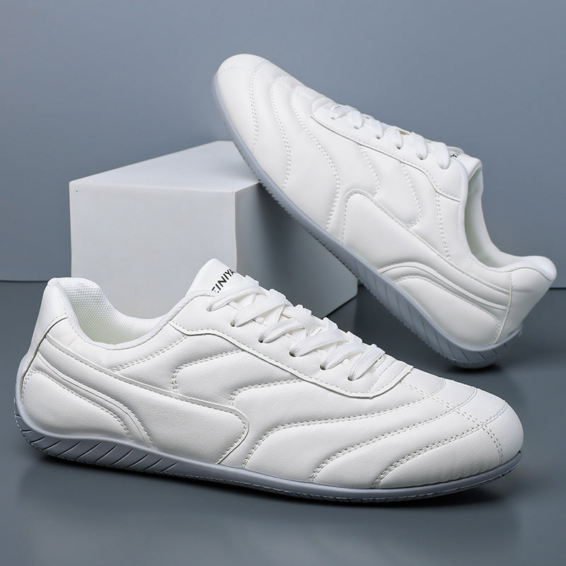 White Low-Profile Racing Sneakers L33