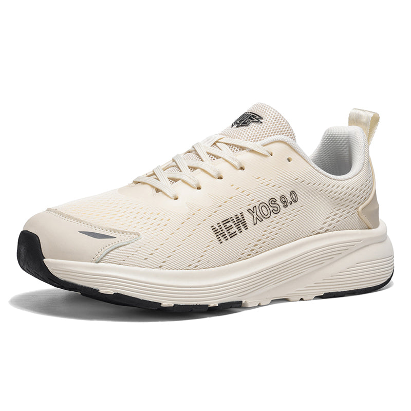 Beige Wide-Toe Mesh Sneakers A82