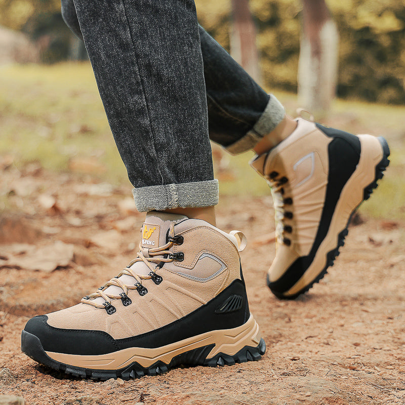 Beige High-Top Outdoor Hiking Boots 2512