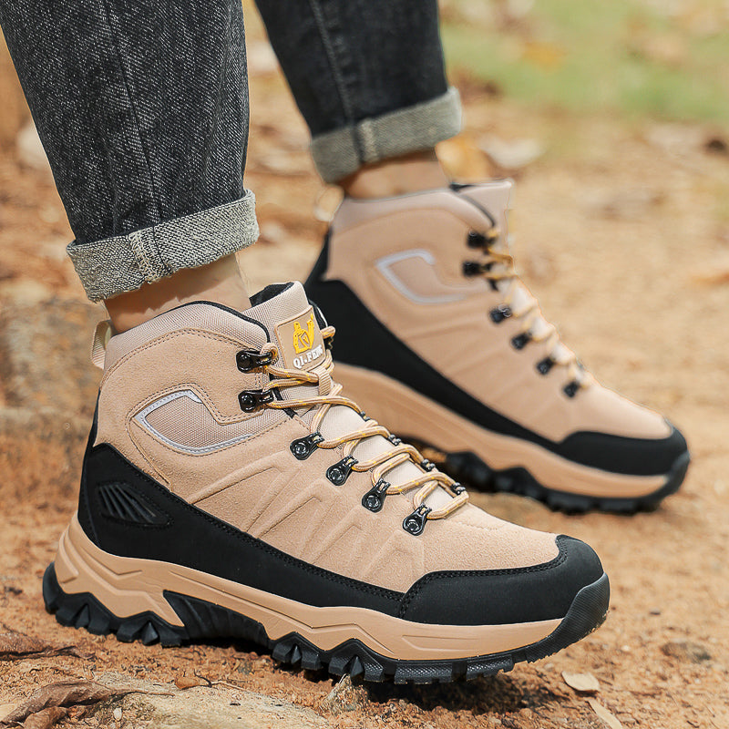 Beige High-Top Outdoor Hiking Boots 2512