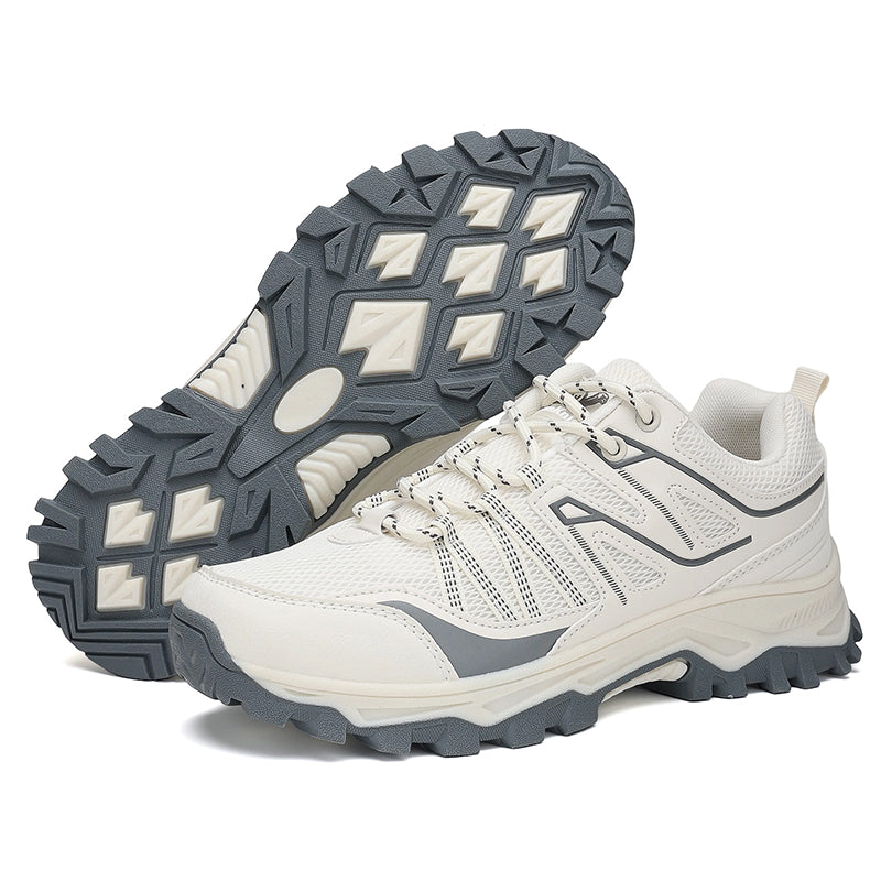 White Wide-Toe Trail Mesh Sneakers 667