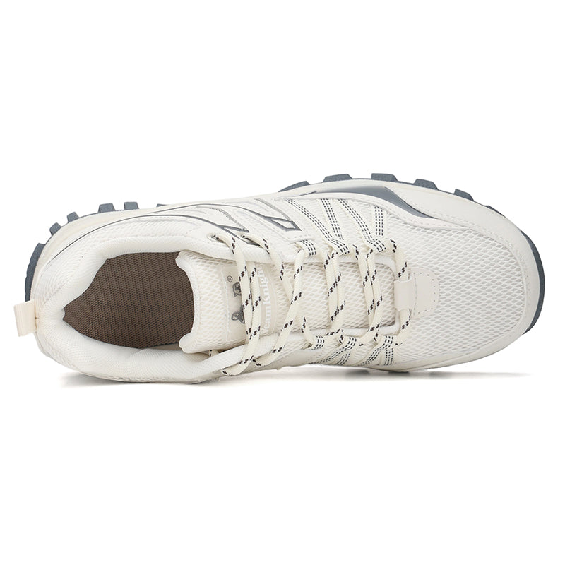 White Wide-Toe Trail Mesh Sneakers 667