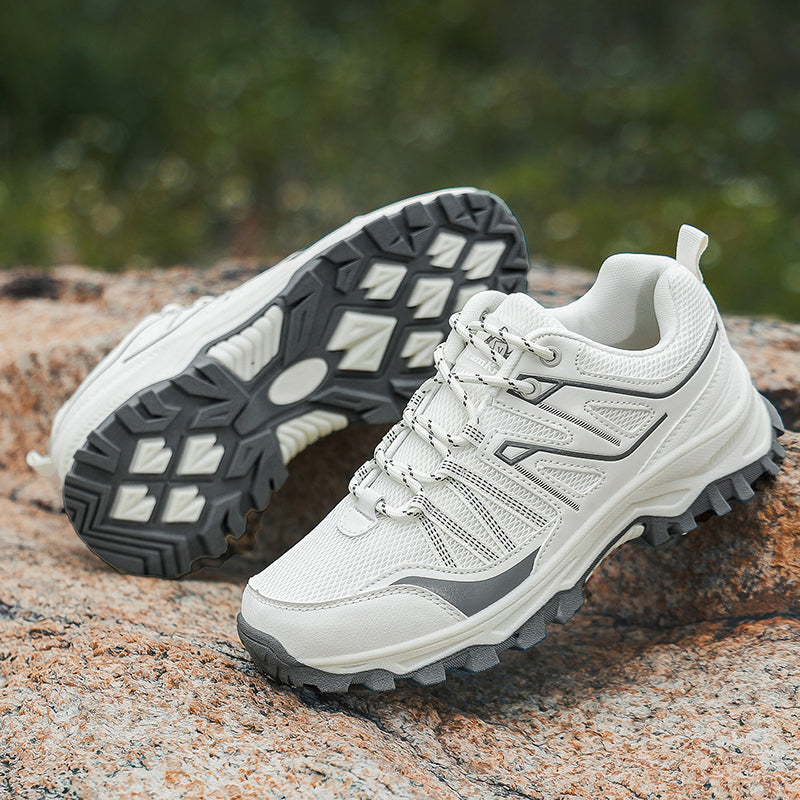 White Wide-Toe Trail Mesh Sneakers 667