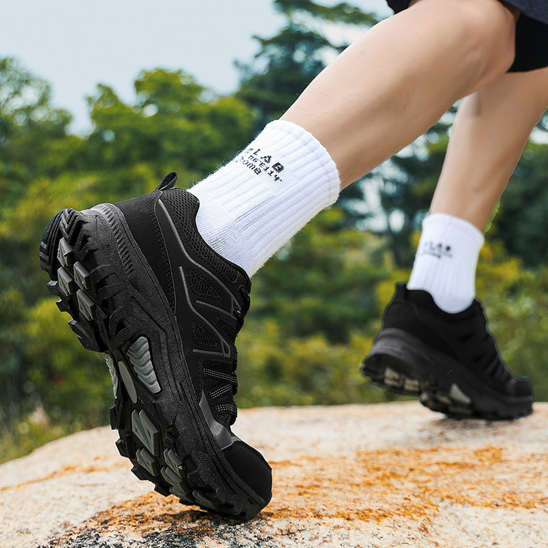 Black Wide-Toe Trail Mesh Sneakers 667