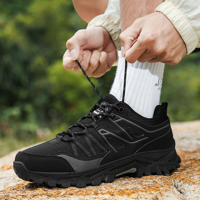Black Wide-Toe Trail Mesh Sneakers 667