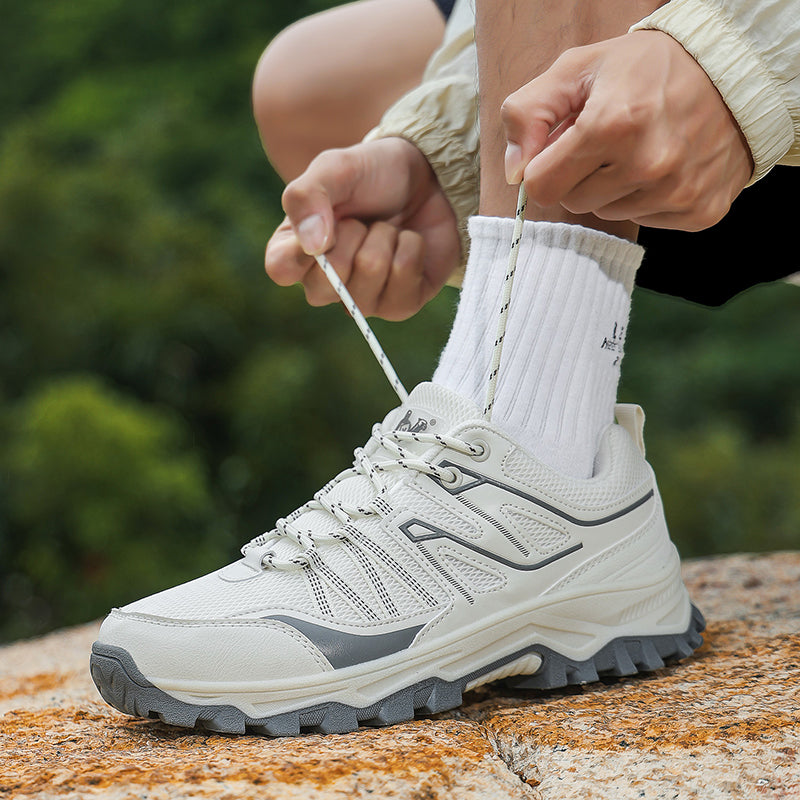 White Wide-Toe Trail Mesh Sneakers 667