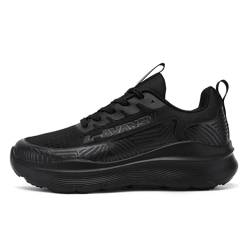 Black Textured Casual Sport Sneakers 7602