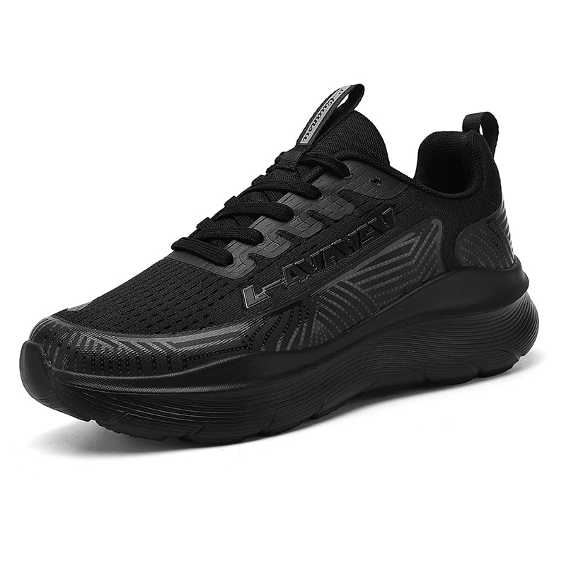 Black Textured Casual Sport Sneakers 7602