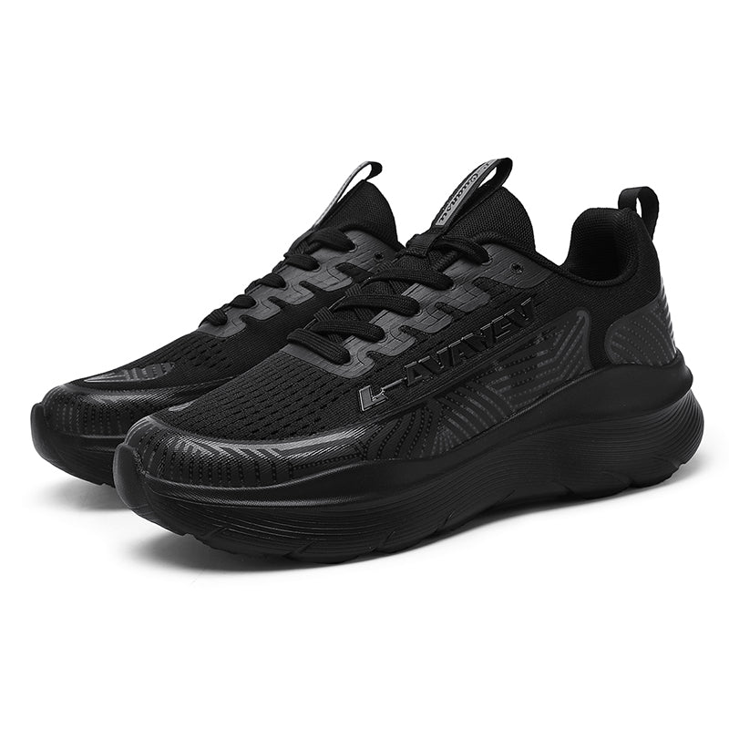 Black Textured Casual Sport Sneakers 7602