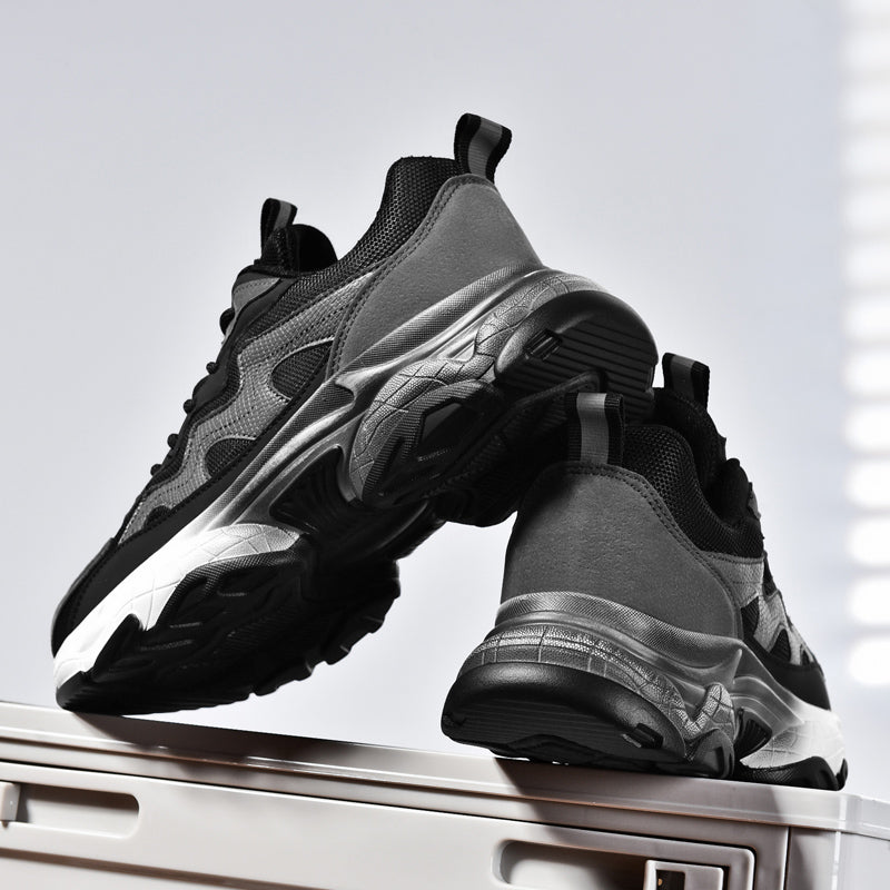 Grey Layered Mesh Chunky Sneakers 10061