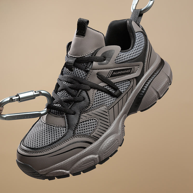 Grey Wide-Forefoot Mesh Chunky Sneakers 9826
