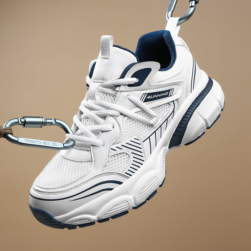 White Wide-Forefoot Mesh Chunky Sneakers 9826