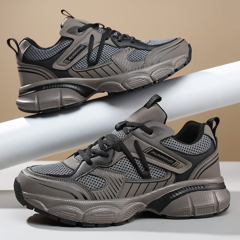 Grey Wide-Forefoot Mesh Chunky Sneakers 9826