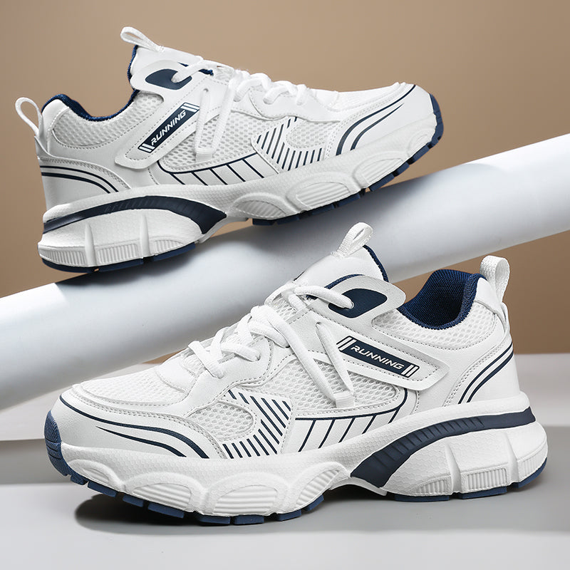 White Wide-Forefoot Mesh Chunky Sneakers 9826