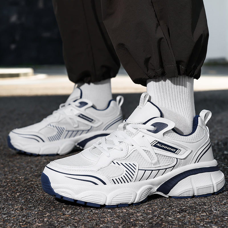 White Wide-Forefoot Mesh Chunky Sneakers 9826